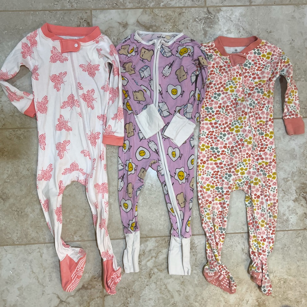 Girls pajama lot butts bees little sleepies honest - Size 12M